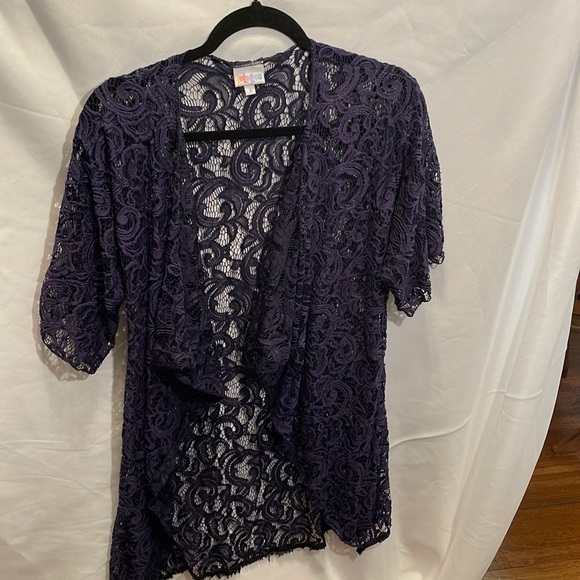 LuLaRoe Tops - LuLaRoe‎ Women’s Purple Lace Kimono Shaw/cover up Jacket  Small